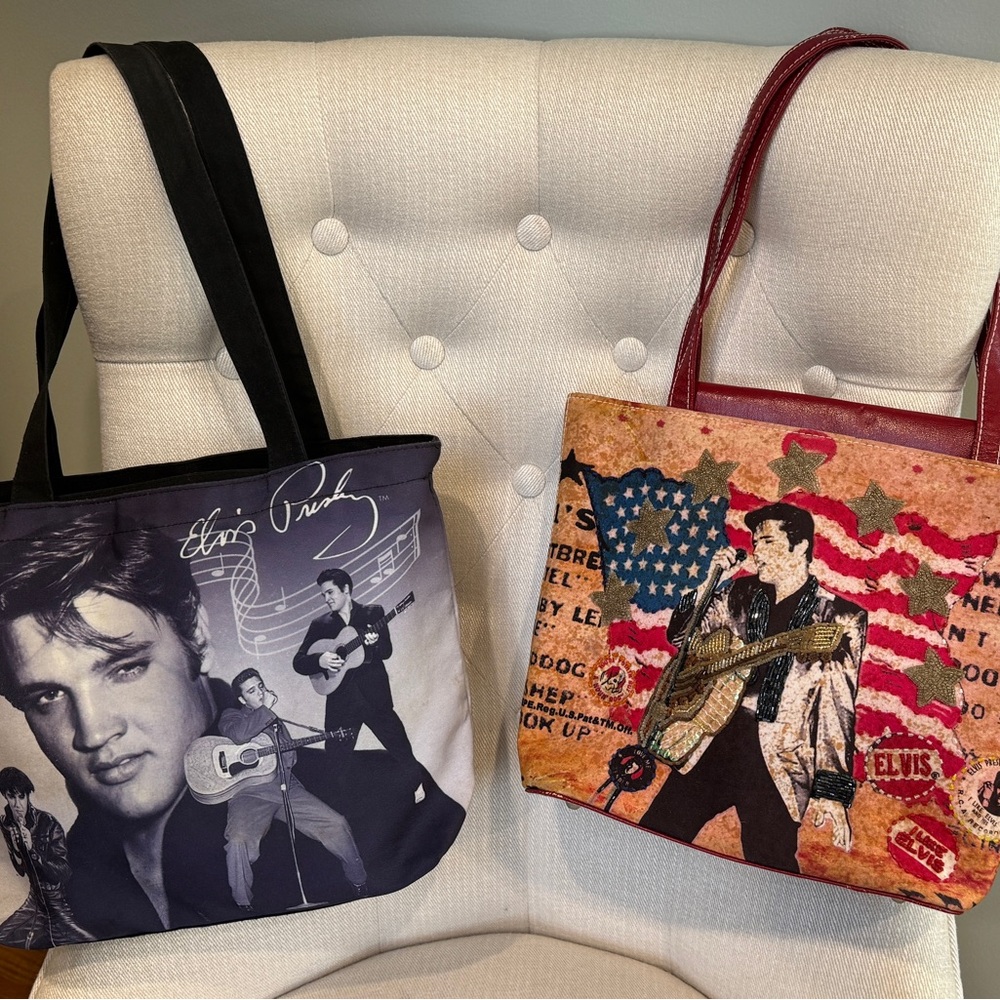 Elvis Presley Themed Tote Bags - Black and Red
